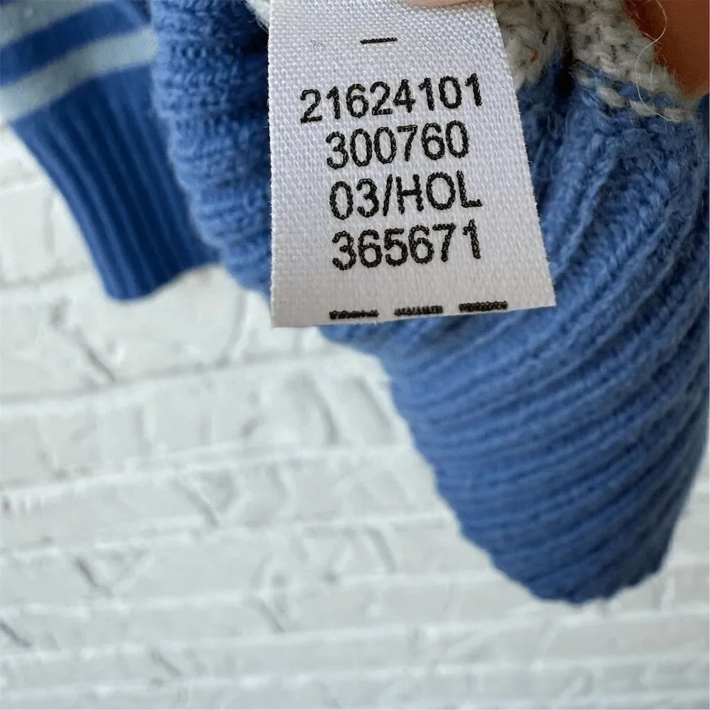 GAP Kids Blue Striped Crewneck Sweater XXL Unisex Long Sleeve Wool Blend